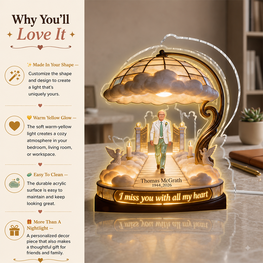 Personalized Memorial Man Acrylic LED Night Light Remembrance Sympathy Gift