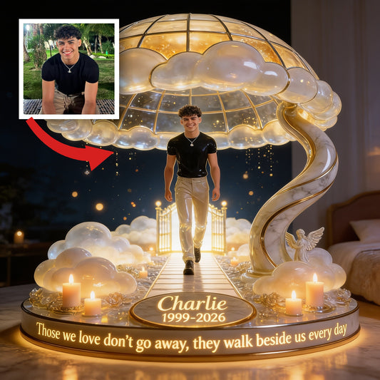Personalized Young Latino Man Memorial Acrylic LED Night Light Sympathy Gift