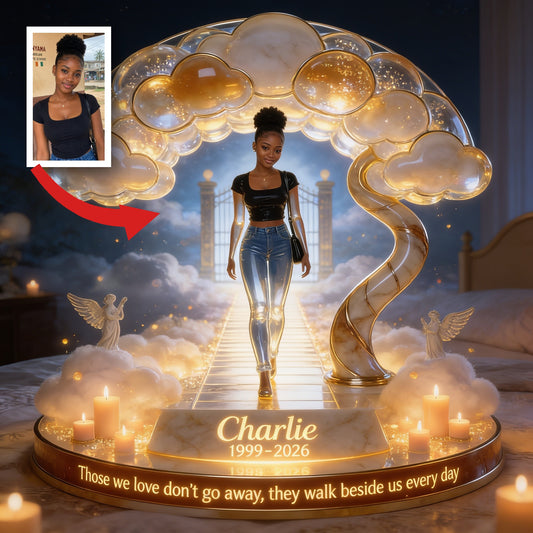 Personalized Black Woman Memorial Acrylic LED Night Light Remembrance Gift