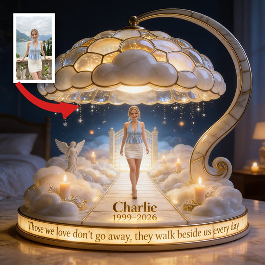 Personalized Memorial Woman Acrylic LED Night Light, Bereavement Keepsake Gift