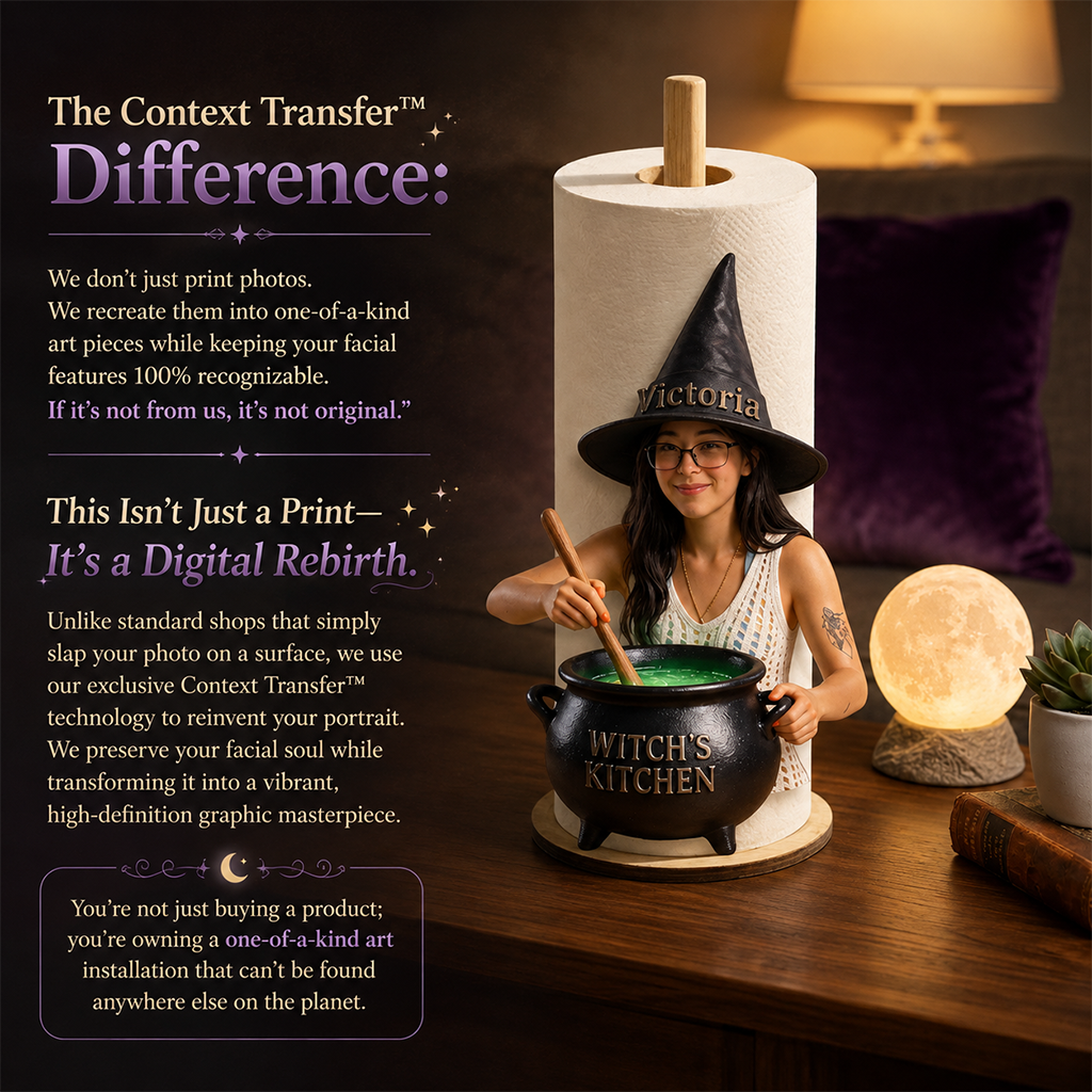 Personalized Latina Witch Kitchen Paper Towel Stand, Countertop Decor Gift