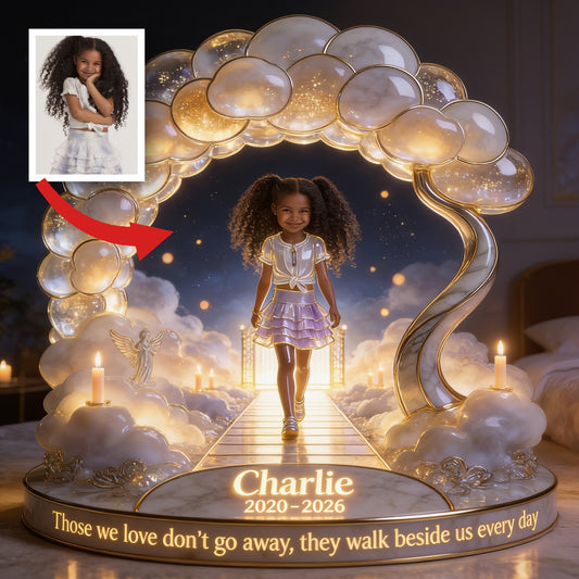 Personalized Black Little Girl Memorial Acrylic LED Night Light Remembrance Keepsake