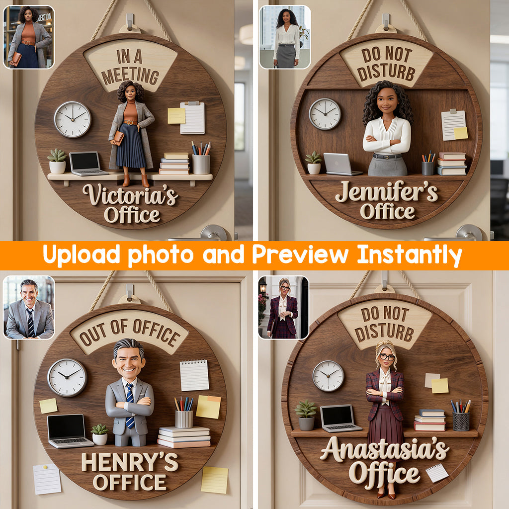 Custom Photo Older Latina Woman Office Spinner Sign Office Door Status Decor