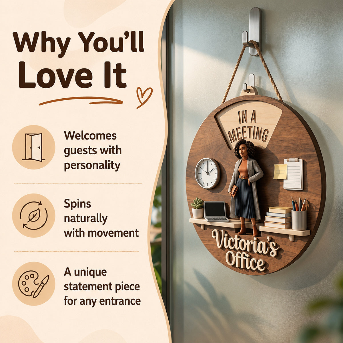 Custom Photo Office Man Spinner Status Sign Office Door Decor