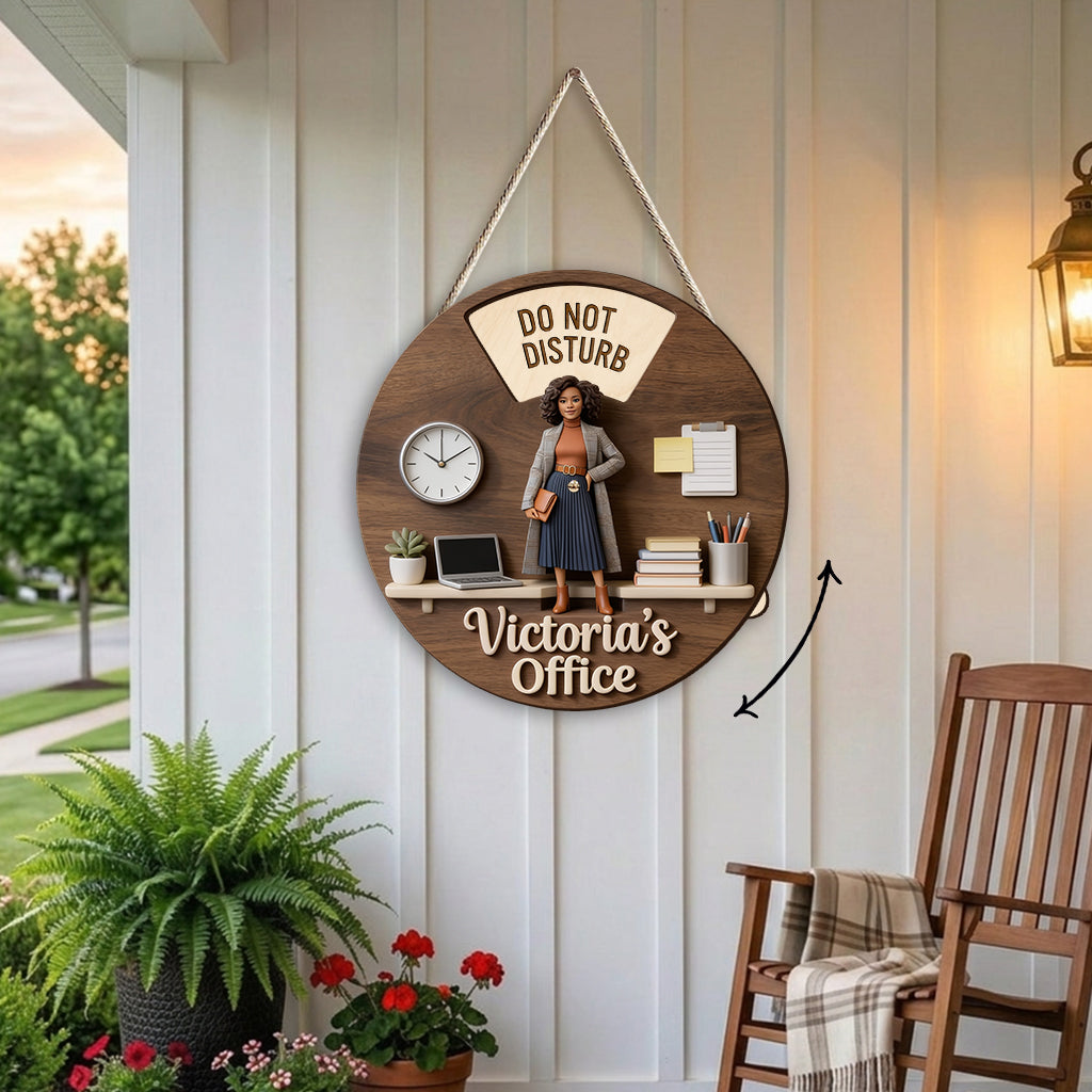 Custom Photo Older Latina Woman Office Spinner Sign Office Door Status Decor