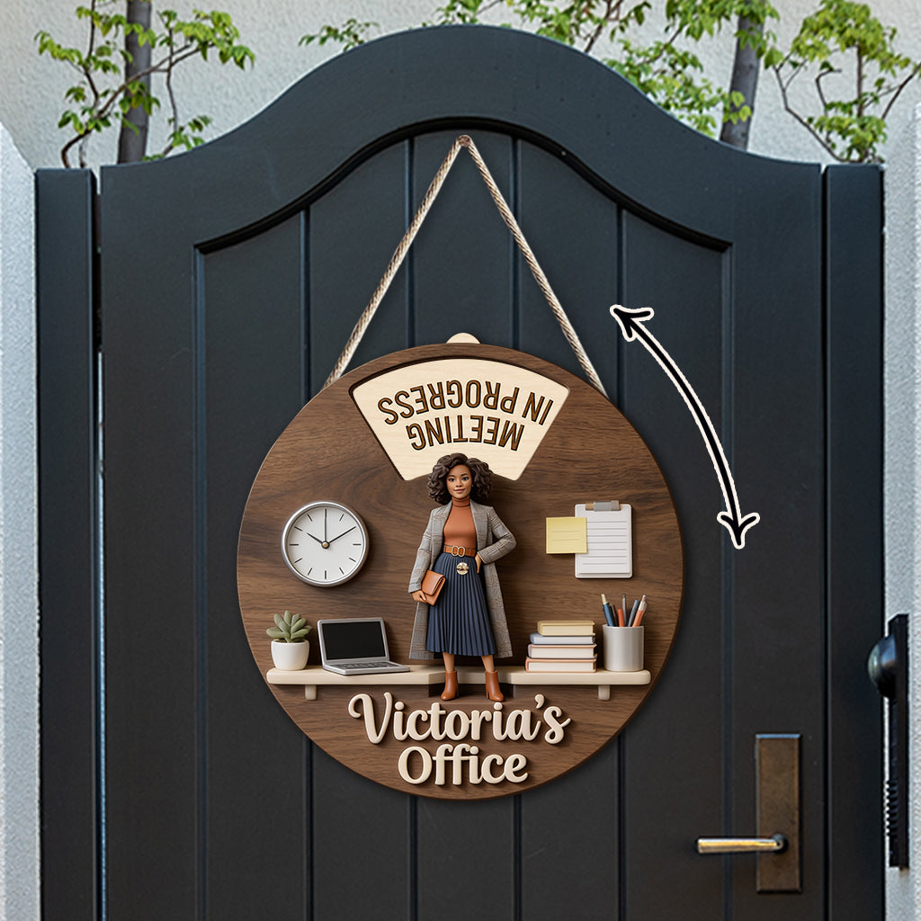 Custom Photo Older Man Office Status Spinner Sign Personalized Door Decor Gift