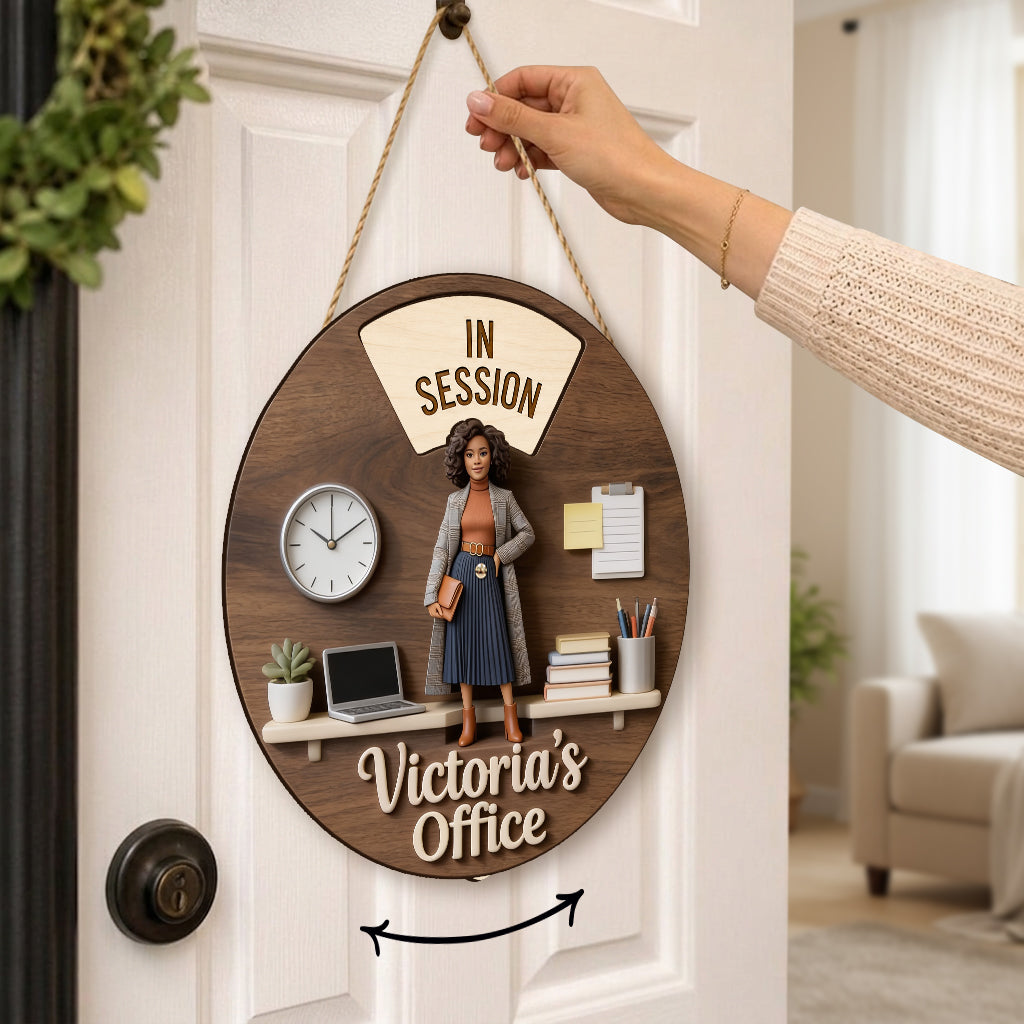 Custom Photo Young Latino Man Office Status Spinner Sign, Office Door Decor Gift