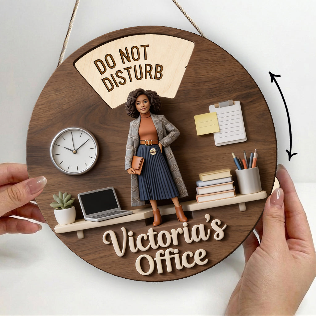 Custom Photo Older Black Woman Office Status Spinner Sign Home Office Decor
