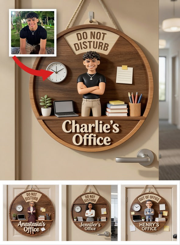 Custom Photo Young Latino Man Office Status Spinner Sign, Office Door Decor Gift