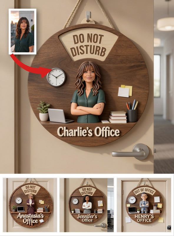 Custom Photo Older Latina Woman Office Spinner Sign Office Door Status Decor