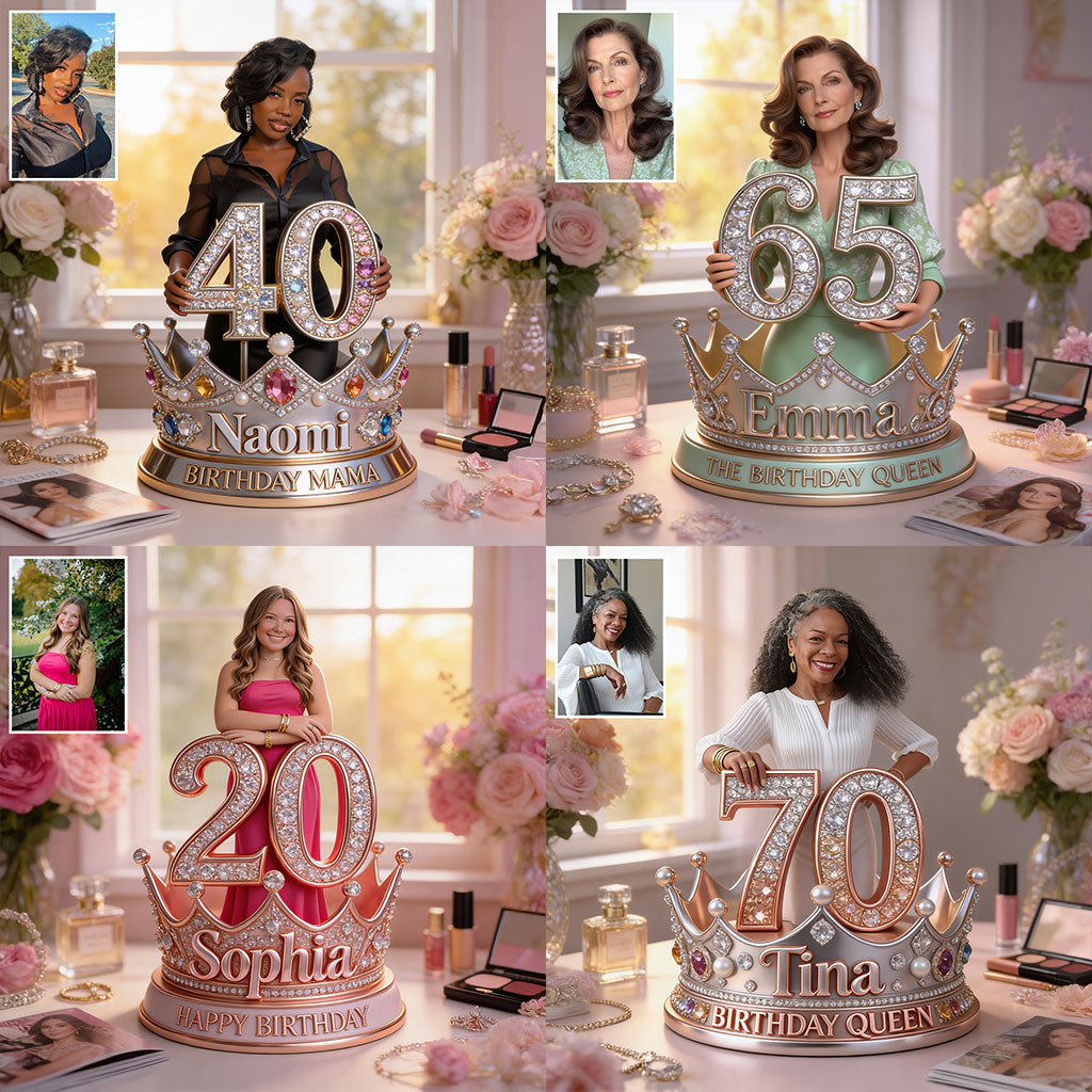 Personalized Birthday Middle-Aged Black Woman Custom Shaped Acrylic Plaque Milestone Birthday Gift