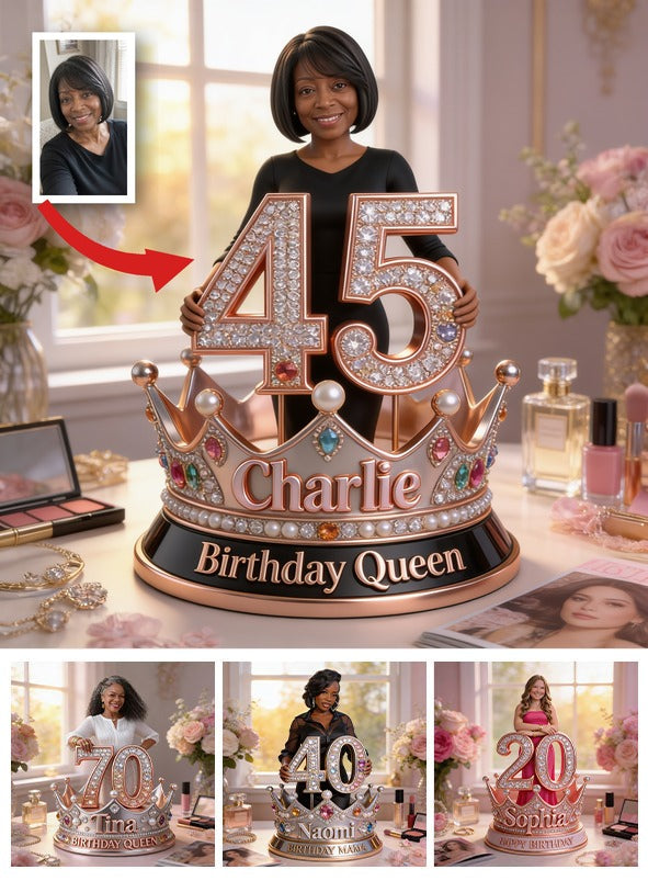 Personalized Birthday Middle-Aged Black Woman Custom Shaped Acrylic Plaque Milestone Birthday Gift