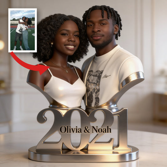 Custom Photo 5th Anniversary Black Couple 2021 Custom Shaped Acrylic Plaque Gift for Husband, Wife