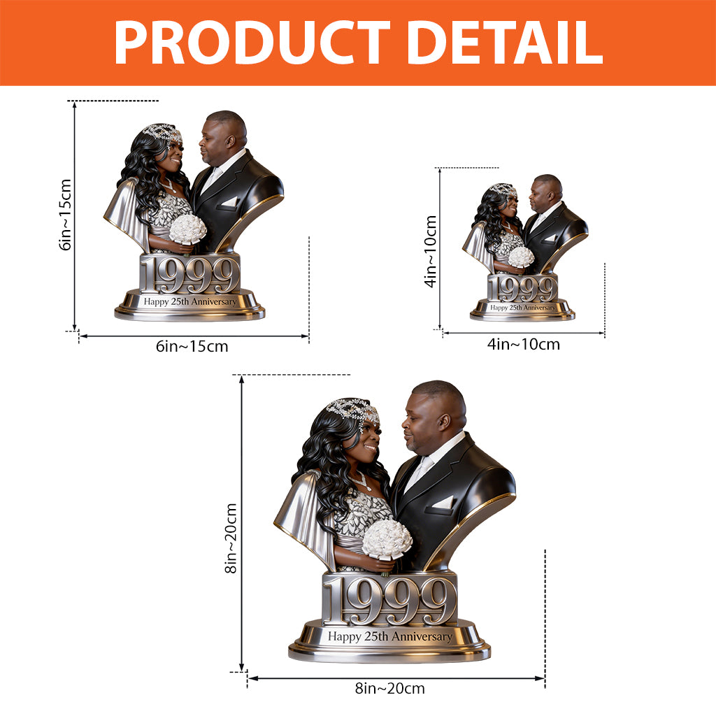 Custom Photo 5th Anniversary Black Couple 2021 Custom Shaped Acrylic Plaque Gift for Husband, Wife