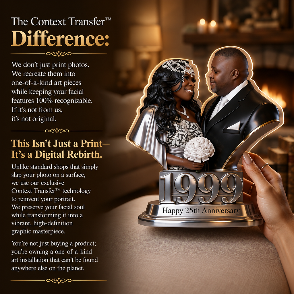 Custom Photo 30th Anniversary Middle-Aged Latino Couple 1996 Custom Shaped Acrylic Plaque