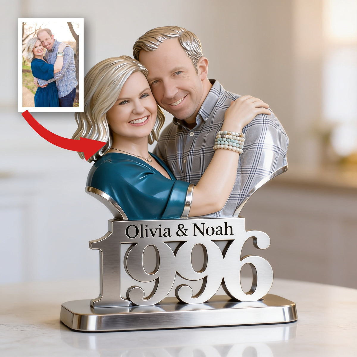 Custom Photo 30th Anniversary Middle-Aged Couple 1996 Shaped Acrylic Plaque Gift
