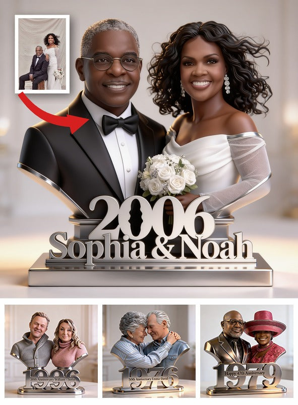 Custom Photo 20th Wedding Anniversary Middle-Aged Black Couple 2006 Acrylic Plaque Keepsake