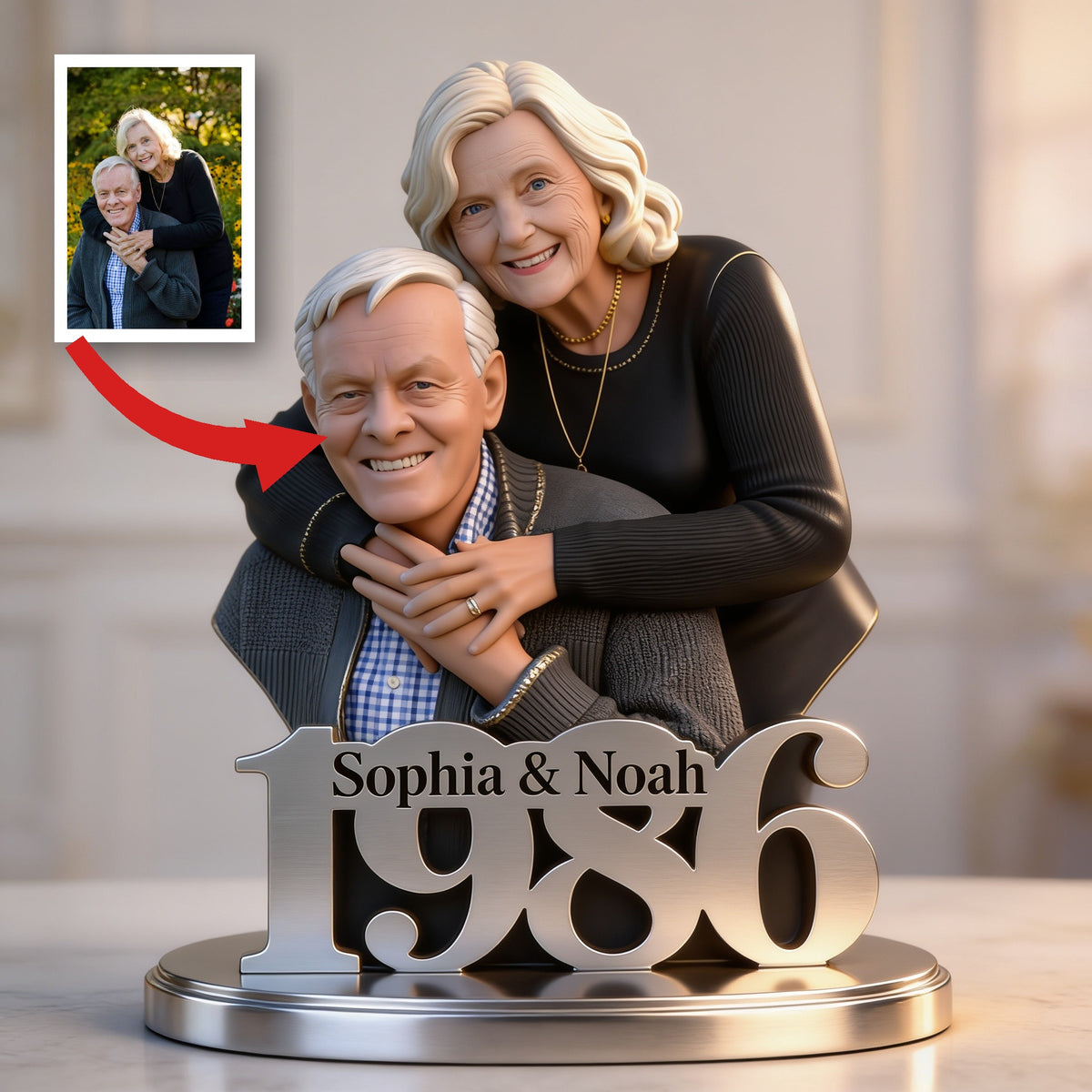 Custom Photo 40th Anniversary 1986 Older Couple Acrylic Plaque Gift for Parents Grandparents
