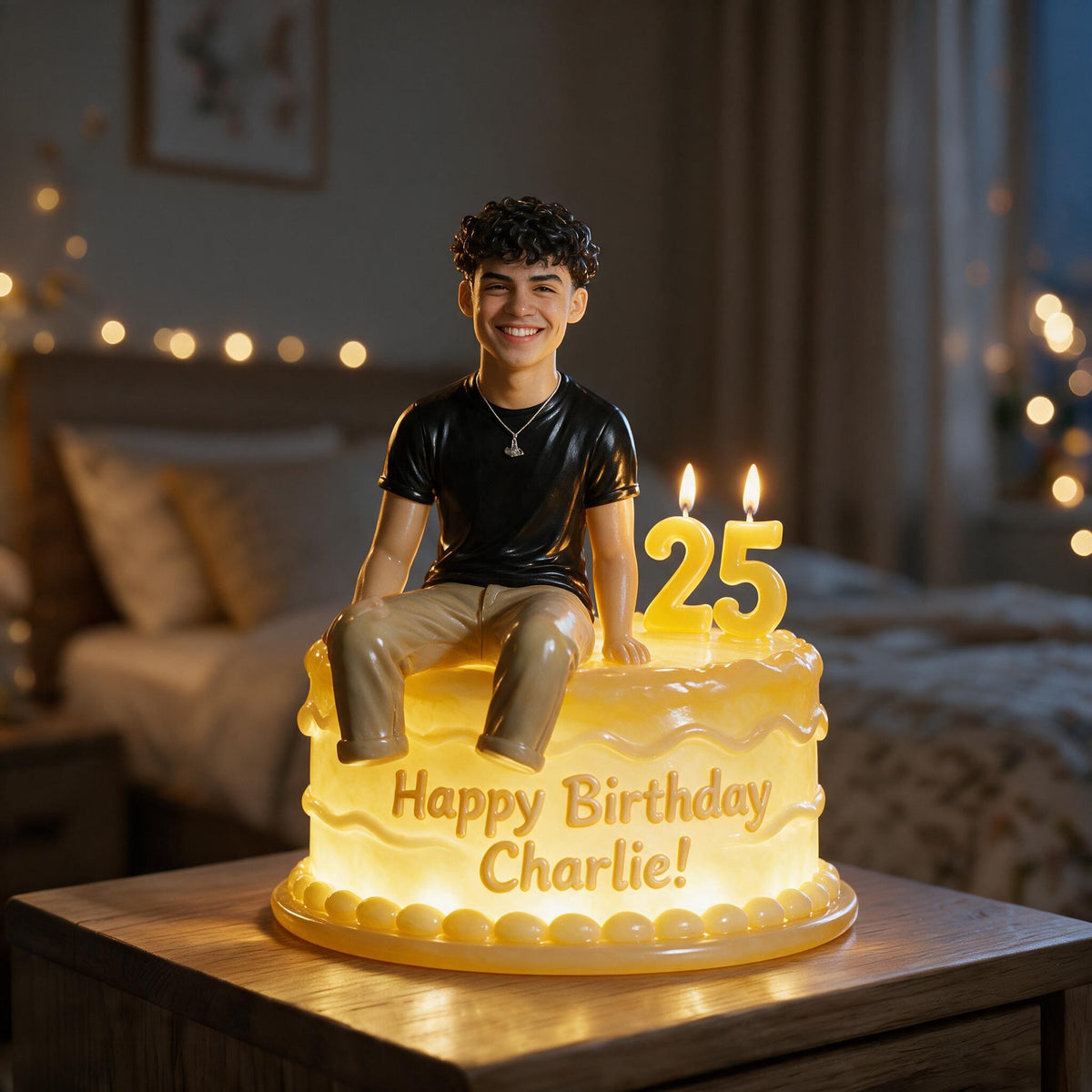 Personalized 25th Birthday Latino Man Acrylic LED Night Light Keepsake Gift