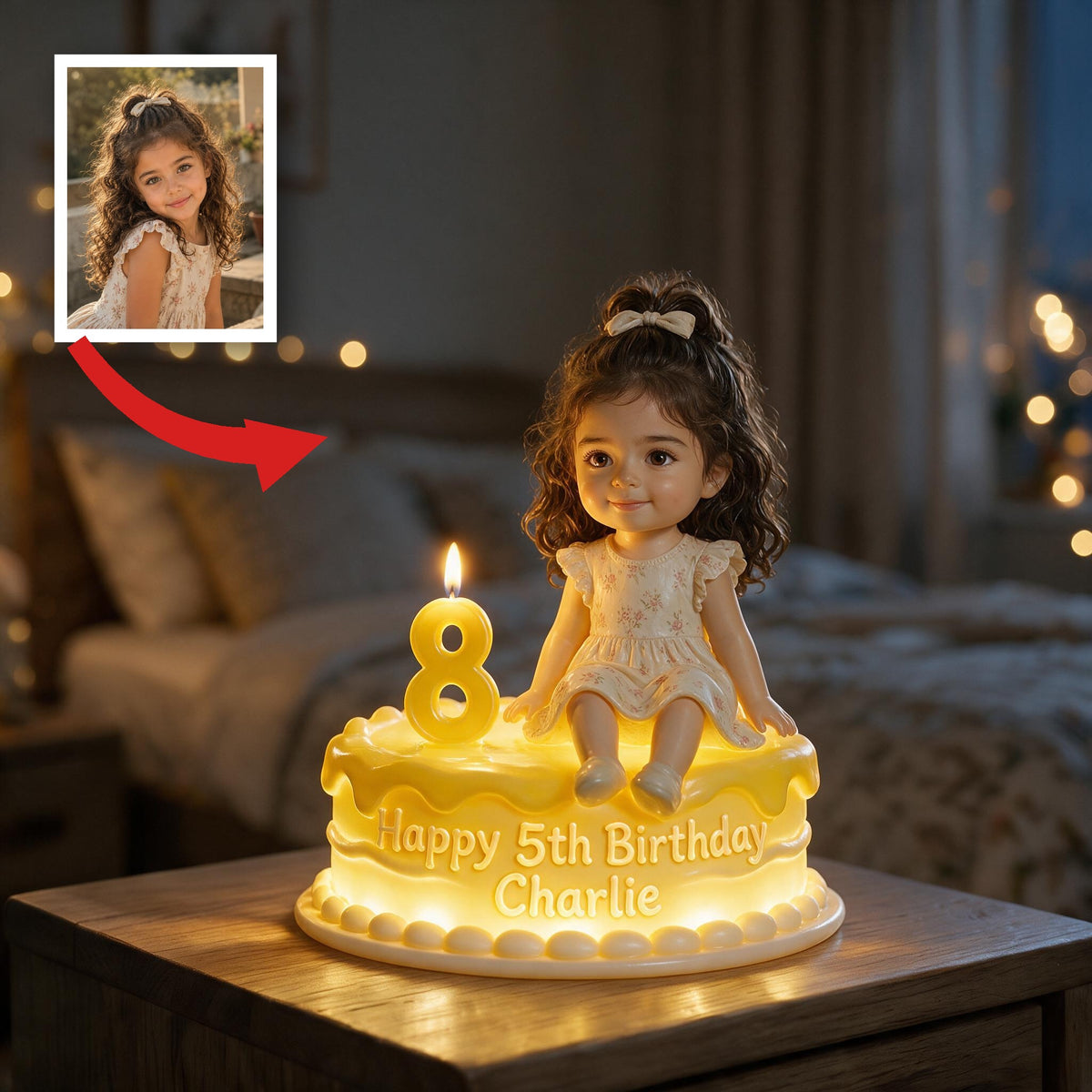 Personalized Birthday Latina Little Girl Acrylic LED Night Light, Kids Birthday Keepsake Gift