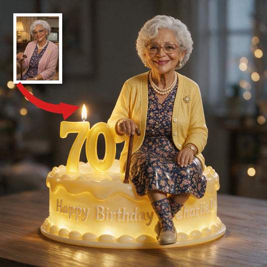 Personalized 70th Birthday Older Black Woman Acrylic LED Night Light