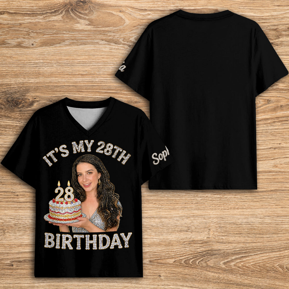 Personalized 25th Birthday Latina Woman V-Neck T-Shirt Birthday Gift