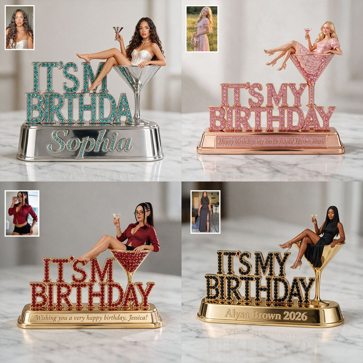 Personalized 50th Birthday Middle-Aged Black Woman Acrylic Plaque