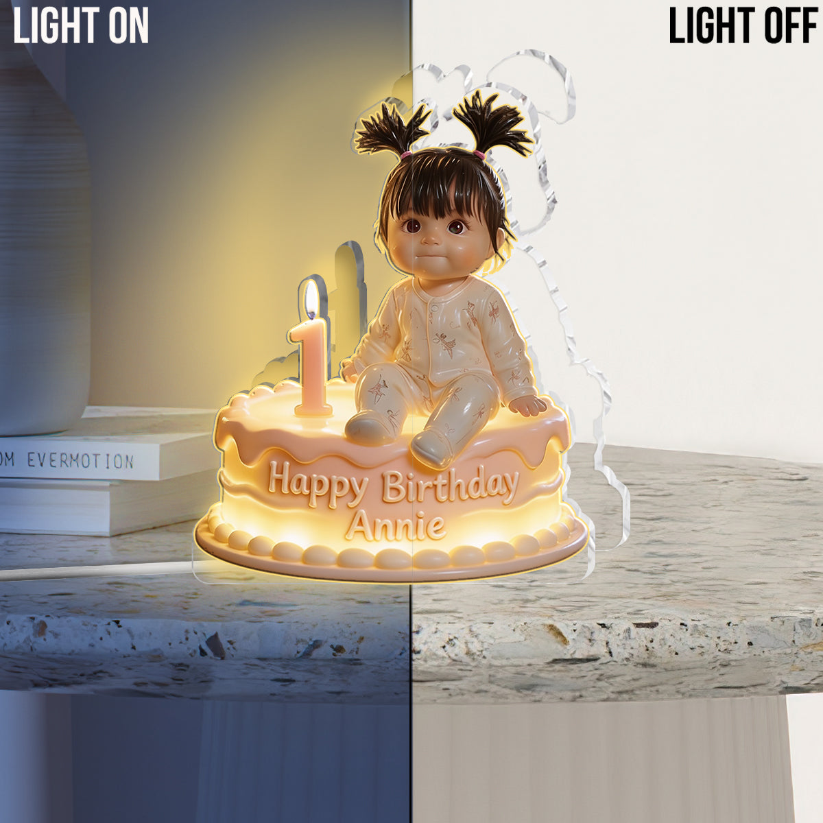 Personalized 70th Birthday Older Latina Woman Acrylic LED Night Light Grandma Gift