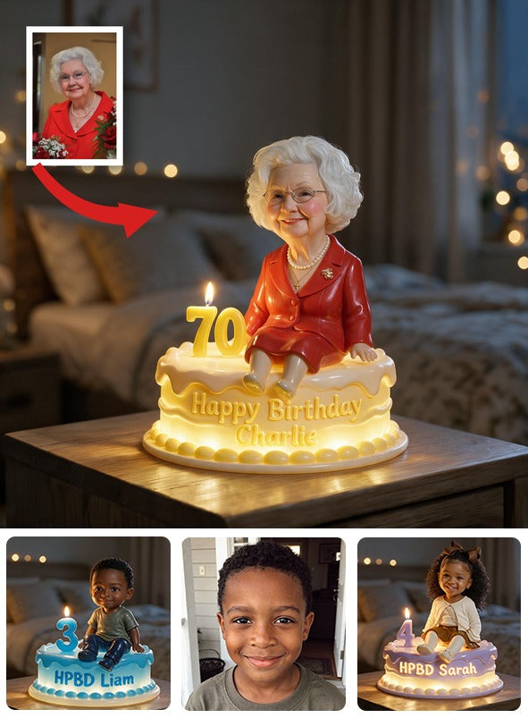 Personalized 70th Birthday Older Woman Acrylic LED Night Light Grandma Gift