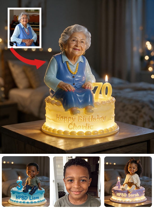 Personalized 70th Birthday Older Latina Woman Acrylic LED Night Light Grandma Gift