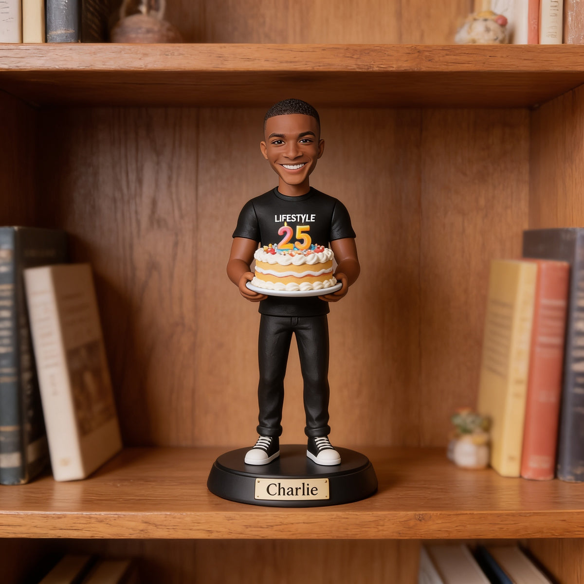 Personalized 25th Birthday Black Man Custom Shaped Acrylic Plaque Gift for Him
