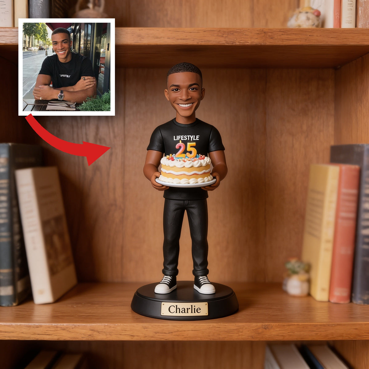 Personalized 25th Birthday Black Man Custom Shaped Acrylic Plaque Gift for Him