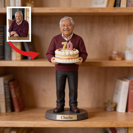 Personalized 70th Birthday Older Latino Man Custom Shaped Acrylic Plaque Gift for Dad Grandpa