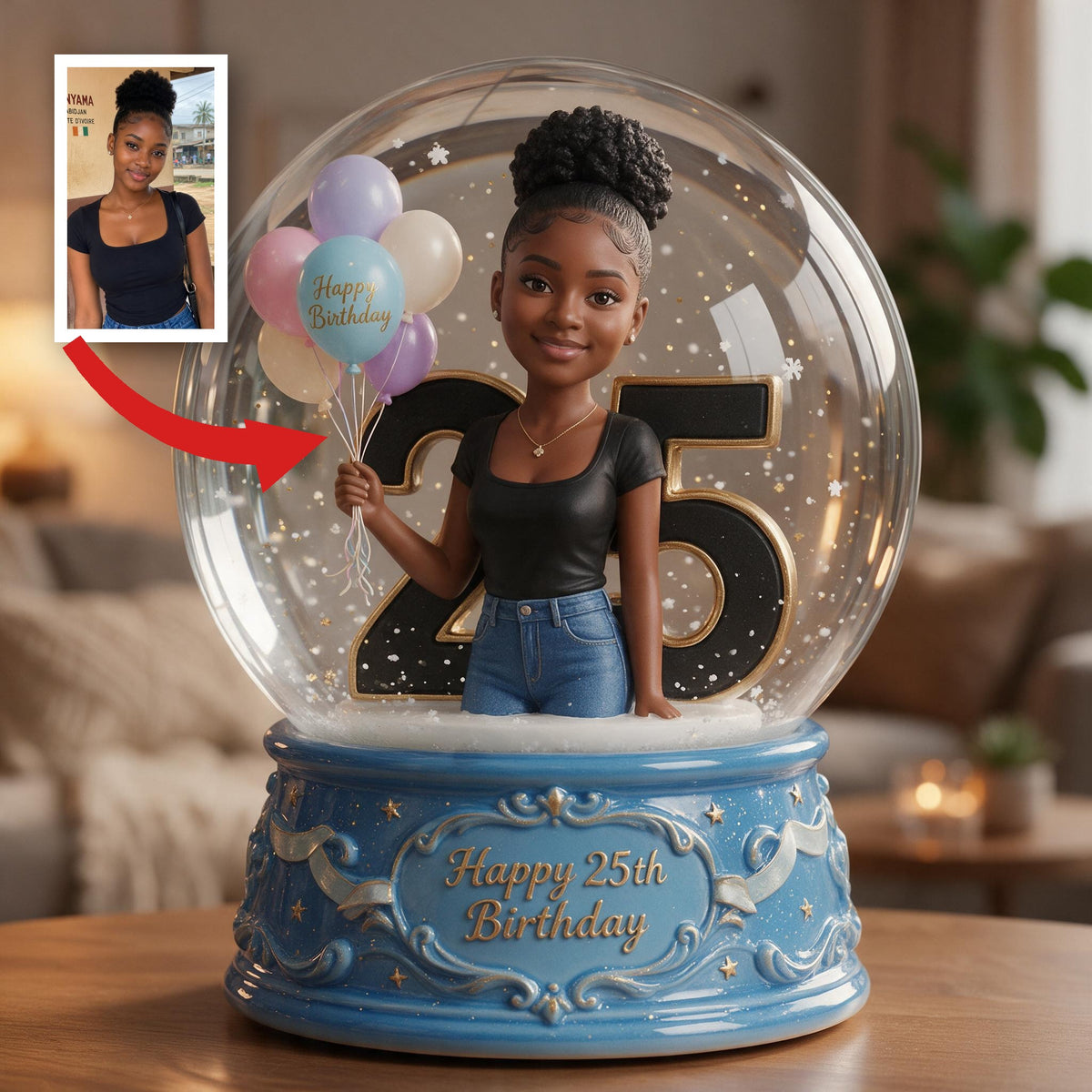 Personalized 25th Birthday Black Woman Acrylic Plaque Birthday Keepsake