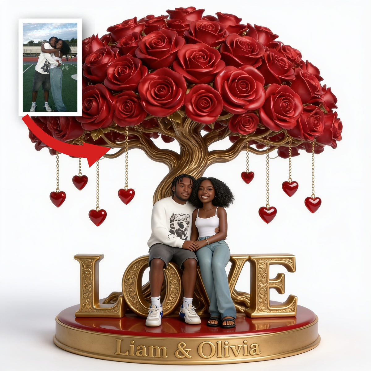 Custom Photo Black Couple Shaped Acrylic Plaque Romantic Husband Wife Keepsake Gift