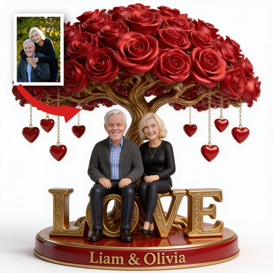 Custom Photo Older Couple Rose Tree Acrylic Plaque Keepsake Gift