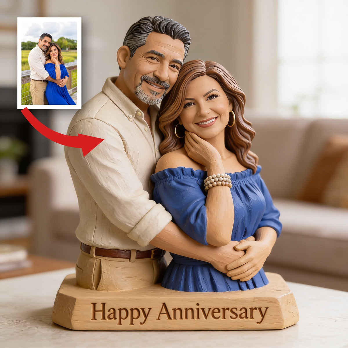Custom Photo 30th Anniversary Middle-Aged Latino Couple 1996 Custom Shaped Acrylic Plaque