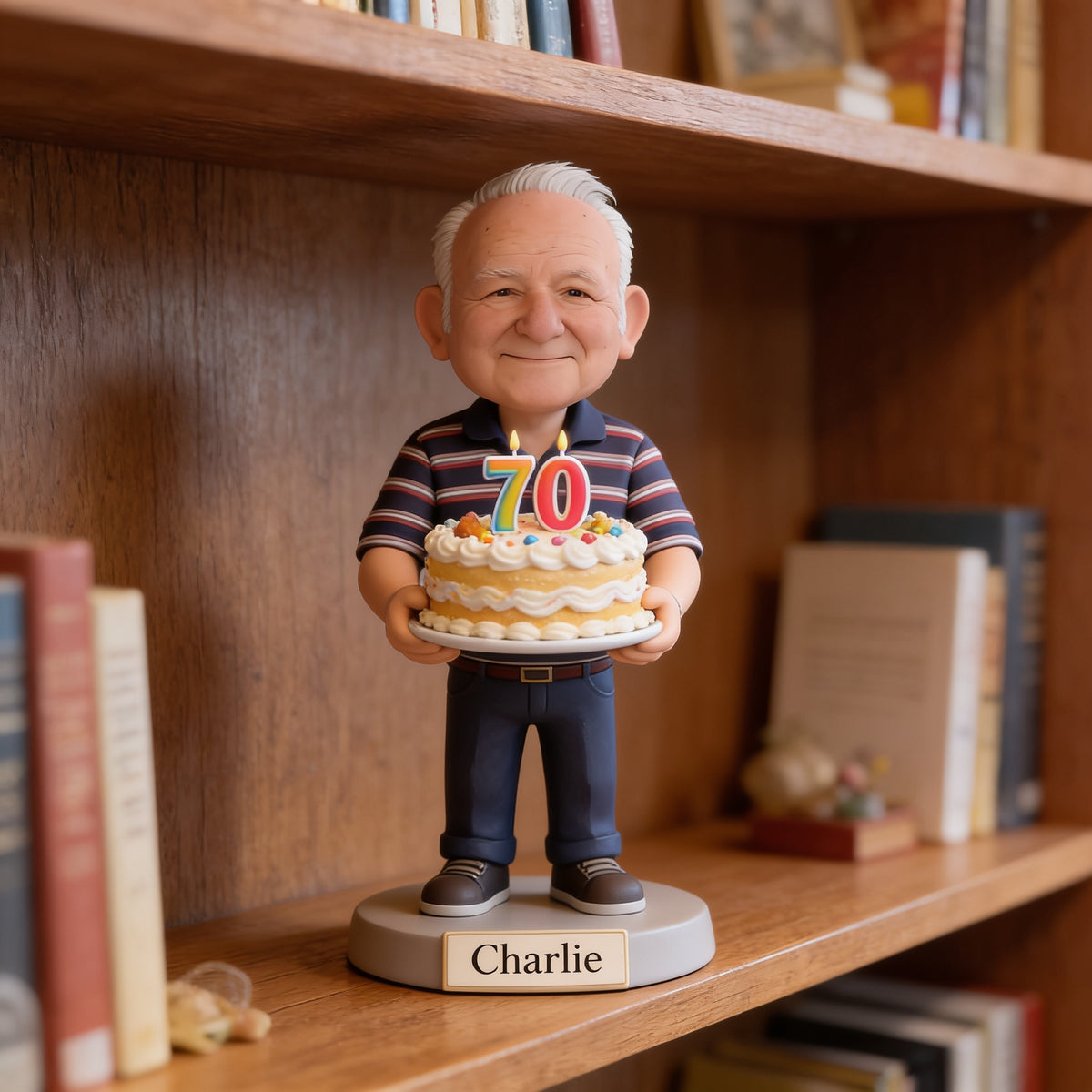 Personalized 70th Birthday Older Man Custom Shaped Acrylic Plaque Gift