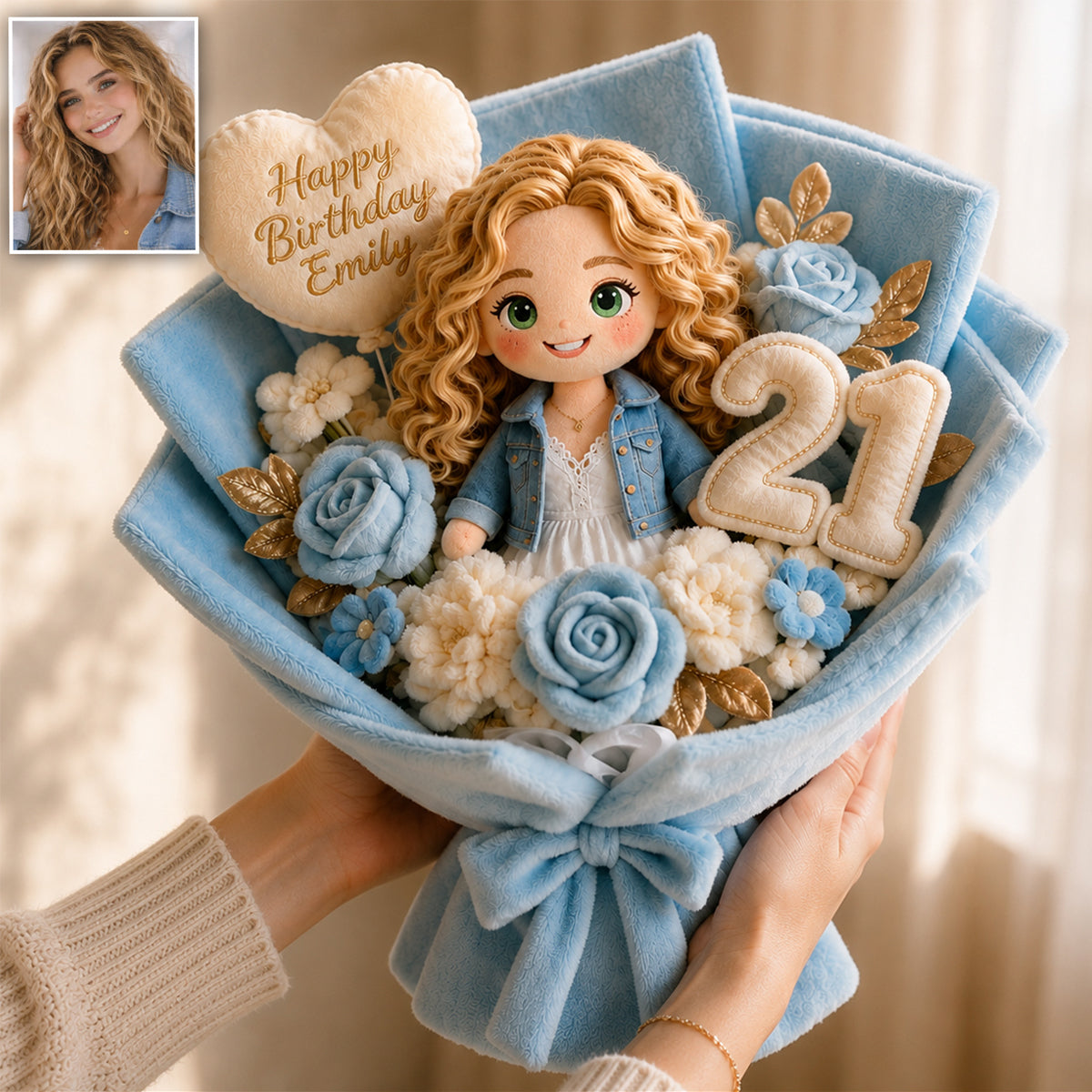Personalized 25th Birthday Latina Woman Faux Fur Pillow Bouquet Gift