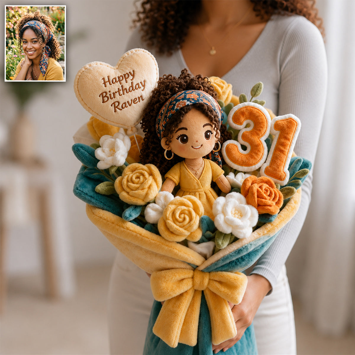 Personalized 45th Birthday Middle-Aged Latina Woman Faux Fur Pillow Bouquet Gift