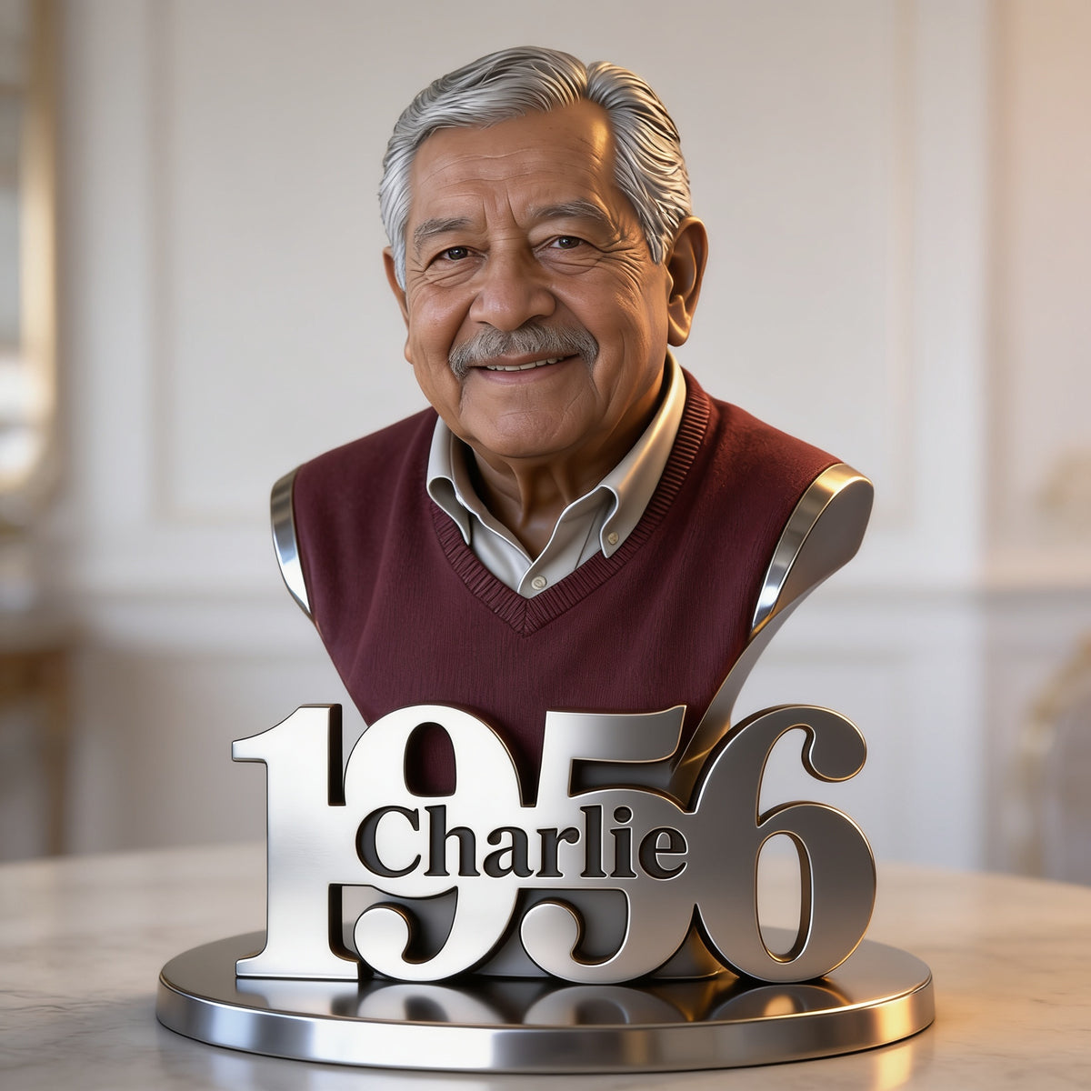 Personalized 70th Birthday Older Latino Man Custom Shaped Acrylic Plaque Gift