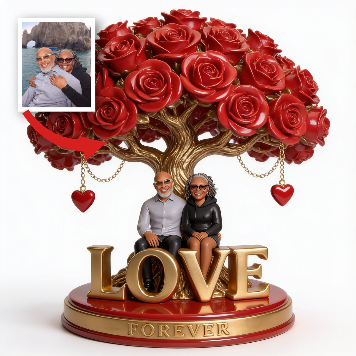 Personalized Middle-Aged Black Couple Custom Shaped Acrylic Plaque Love Gift