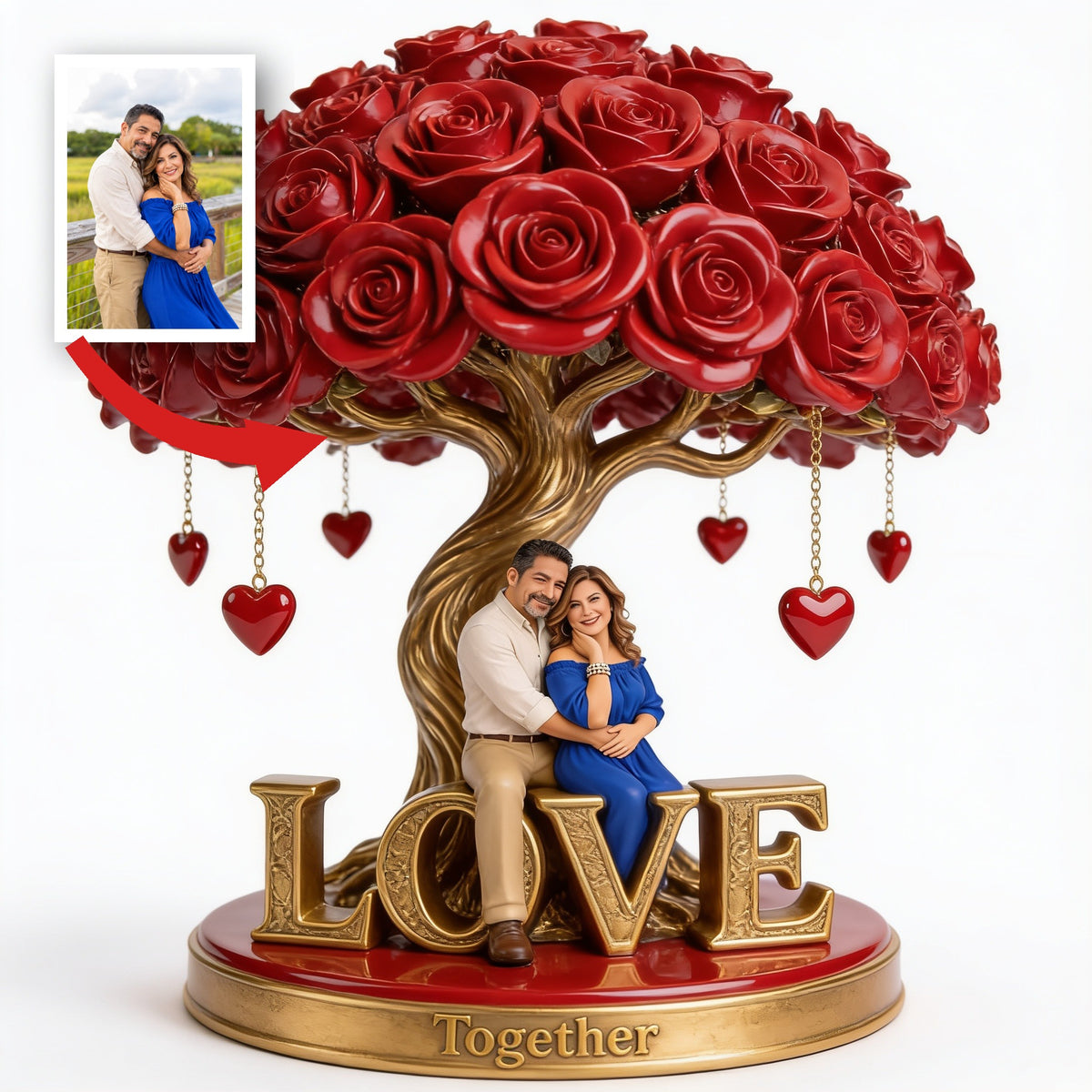 Personalized Middle-Aged Latino Couple Custom Shaped Acrylic Plaque Love Keepsake