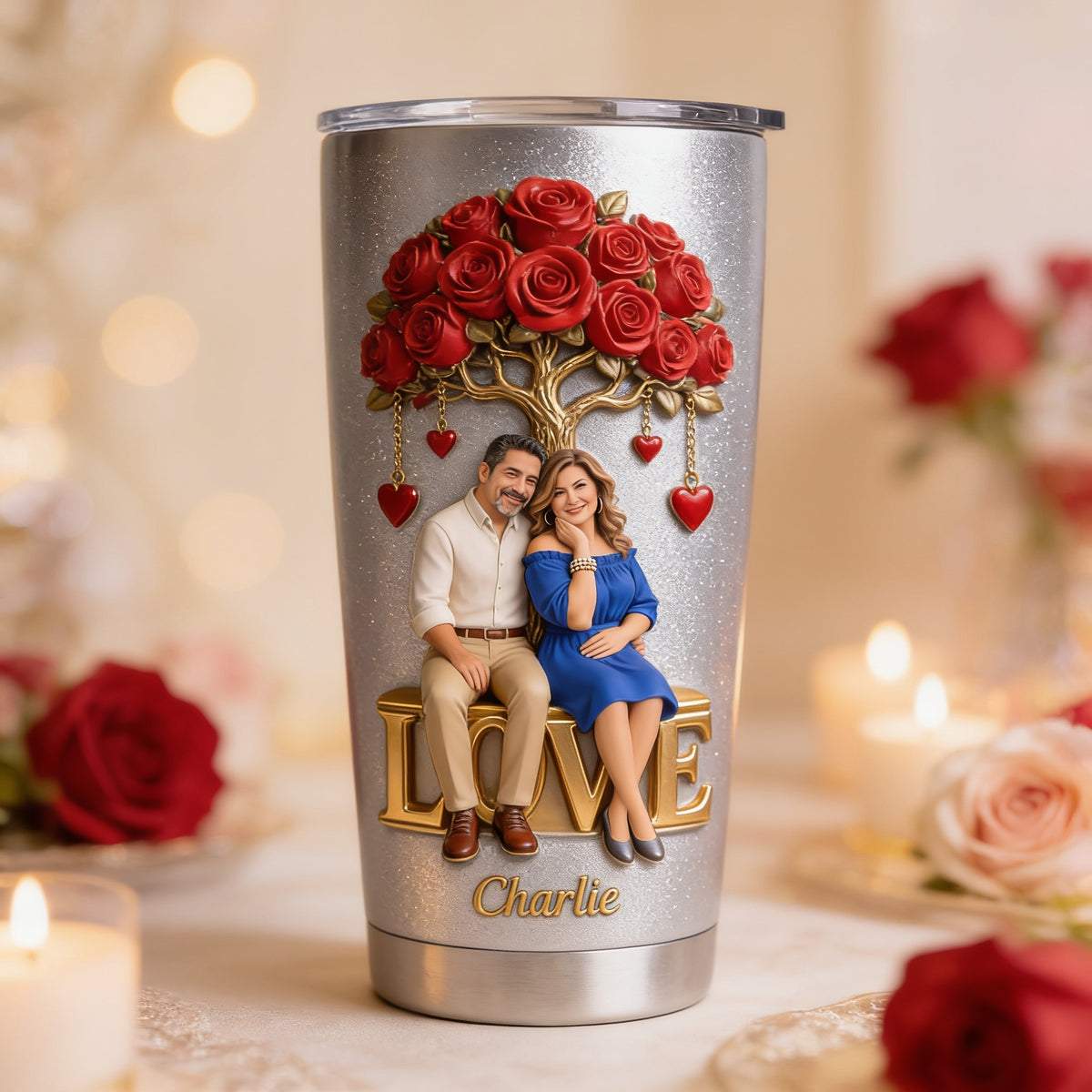 Personalized Middle-Aged Latino Couple Tumbler - Husband & Wife Love Gift