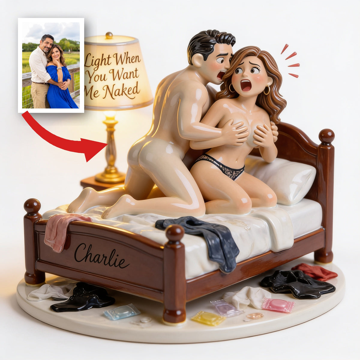 Personalized Middle-Aged Latino Couple Funny Acrylic LED Night Light Bedroom Gift