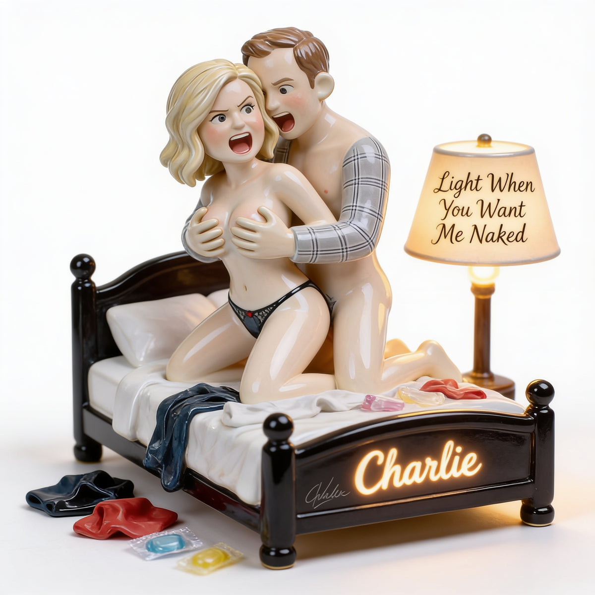 Personalized Middle-Aged Couple Acrylic LED Night Light, Funny Romantic Bedroom Gift