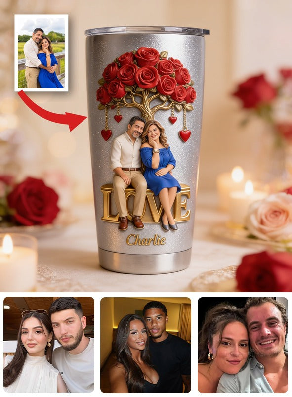 Personalized Middle-Aged Latino Couple Tumbler - Husband & Wife Love Gift