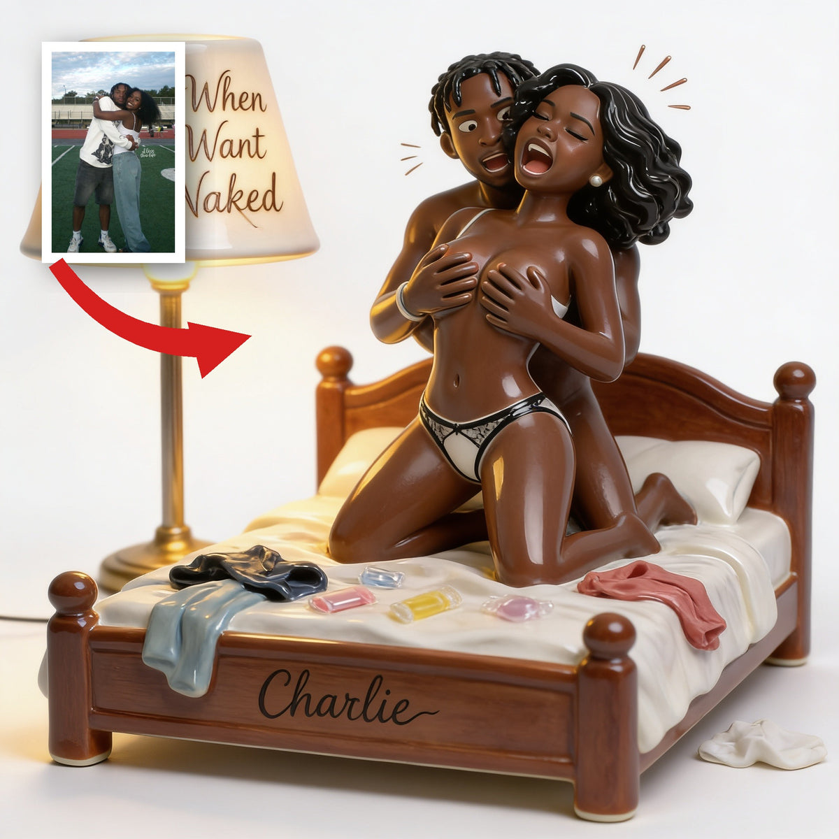 Personalized Black Couple Funny Acrylic LED Night Light Romantic Couple Bedroom Gift