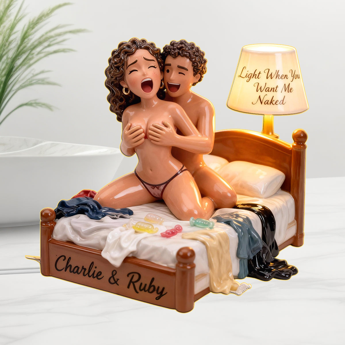 Personalized Middle-Aged Latino Couple Funny Acrylic LED Night Light Bedroom Gift