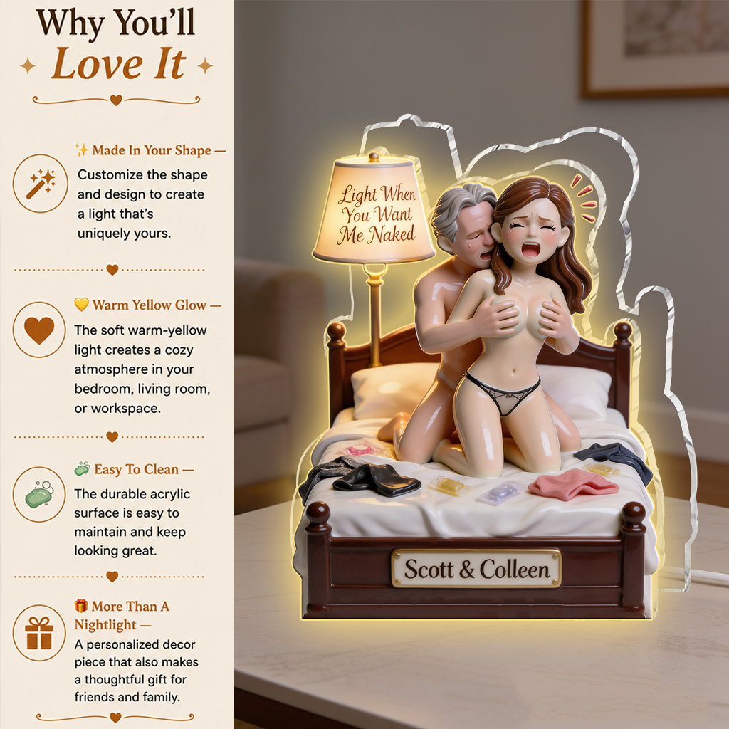 Personalized Middle-Aged Latino Couple Funny Acrylic LED Night Light Bedroom Gift